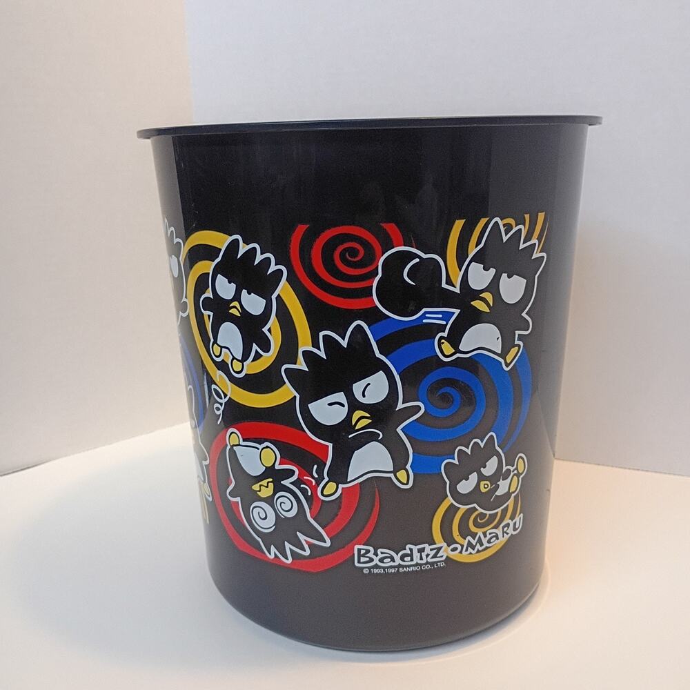 Vintage 1993/1997 Sanrio Badtz-Maru Plastic WastebasketTrash Can